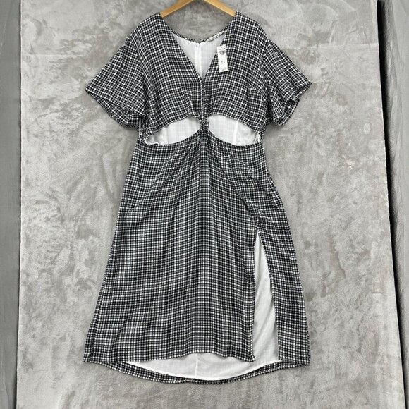 Abercrombie & Fitch Black and White Checkered Midi Dress - Picture 2 of 16